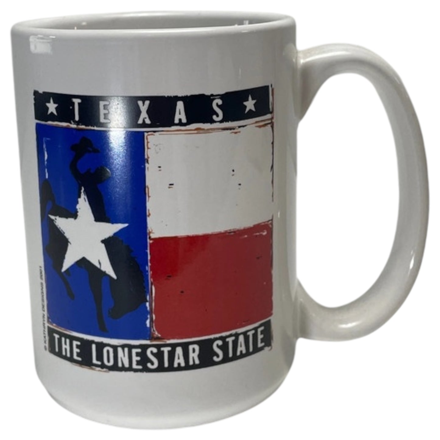 Caneca Cerâmica Texas com Bandeira Texas The Lone Star State Vintage Kathryn Designs 2001