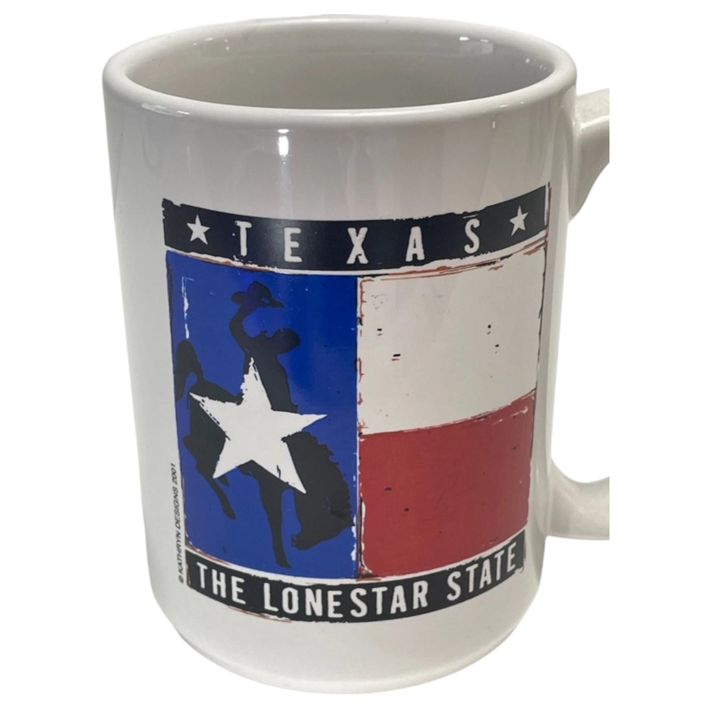 Caneca Cerâmica Texas com Bandeira Texas The Lone Star State Vintage Kathryn Designs 2001