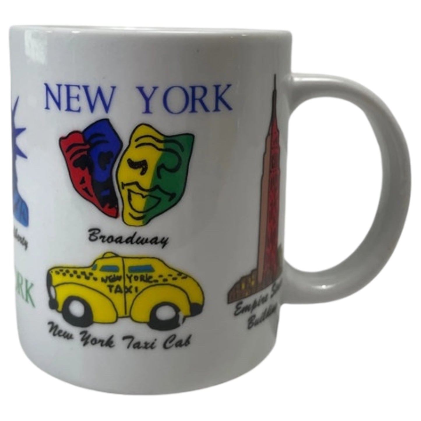 Caneca Vintage Anos 90 – Nova York – Empire State, Estátua da Liberdade, World Trade Center e Mais