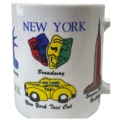 Caneca Vintage Anos 90 – Nova York – Empire State, Estátua da Liberdade, World Trade Center e Mais