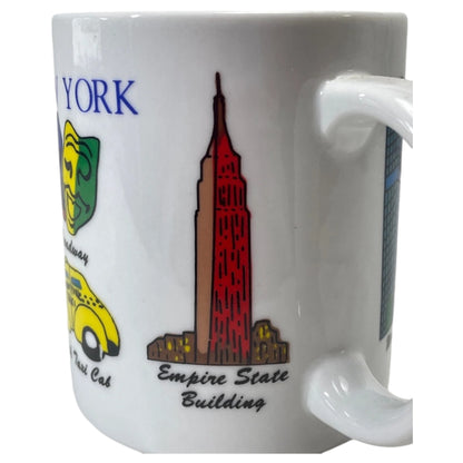 Caneca Vintage Anos 90 – Nova York – Empire State, Estátua da Liberdade, World Trade Center e Mais