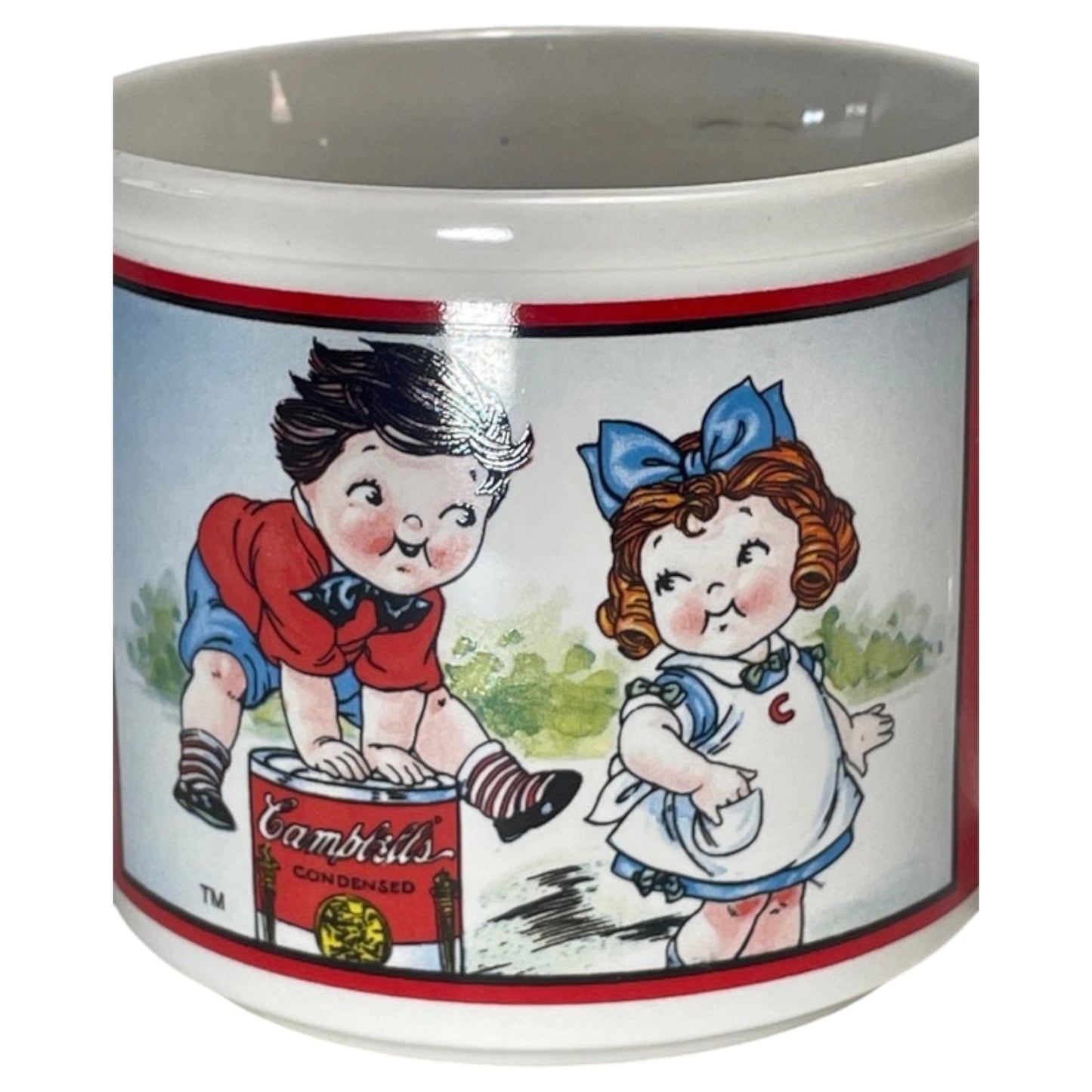 Caneca de Sopa Vintage Campbell 1998 – Crianças Brincando e na Escola – Campbell Soup Company