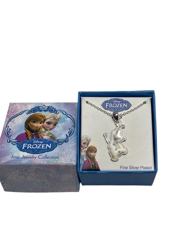 Colar Infantil Disney Frozen Olaf - Pingente Folheado a Prata Fina 18"