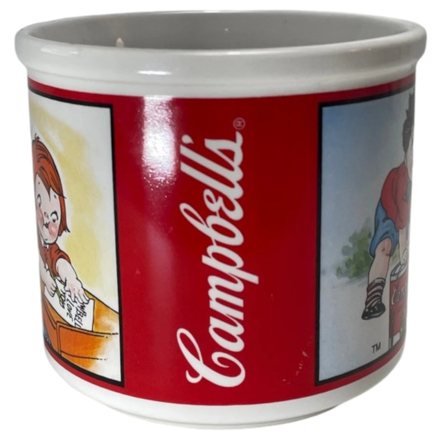 Caneca de Sopa Vintage Campbell 1998 – Crianças Brincando e na Escola – Campbell Soup Company