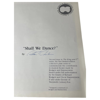 Prato de Colecionador Vintage "Shall We Dance" - The King and I (1985)