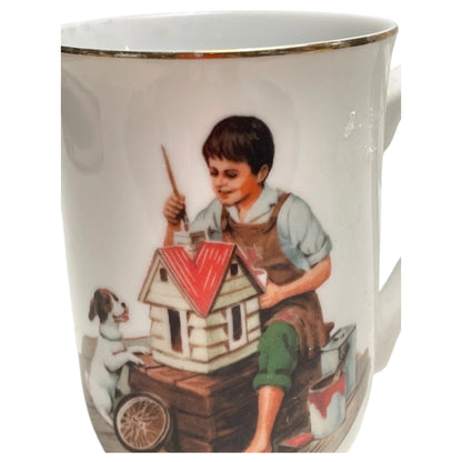 Colección de tazas vintage Norman Rockwell de 1982 - Clásicos de la vida americana