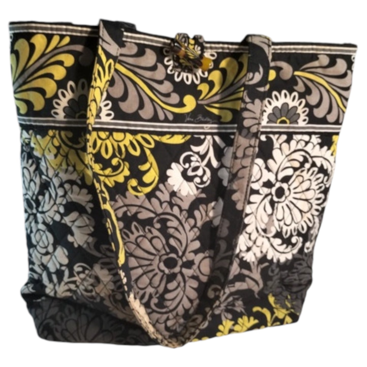 Bolsa Vera Bradley - Floral Branca e Amarela com Fundo Preto