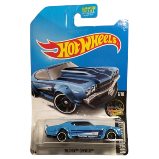 Hotwheels '70 Chevy Chevelle Azul Nightburnerz 2015 l Mattel – Colecionável