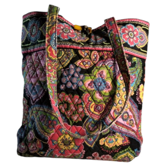 Bolsa Vera Bradley Tipo Sacola - Floral Colorida com Fundo Preto