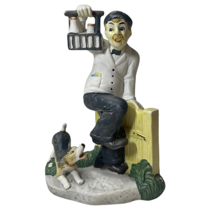 Vintage pintado a mano cerámica lechero y perro Alco Tradiciones Figura - lechero y perro