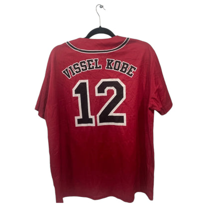 Jersey Japonesa de Baseball KOBE Vissel #12 – Vermelha, Preta e Branca - Madame Surtô Vintage Shop