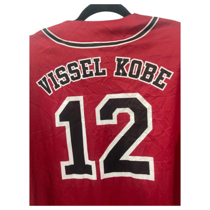 Jersey Japonesa de Baseball KOBE Vissel #12 – Vermelha, Preta e Branca - Madame Surtô Vintage Shop