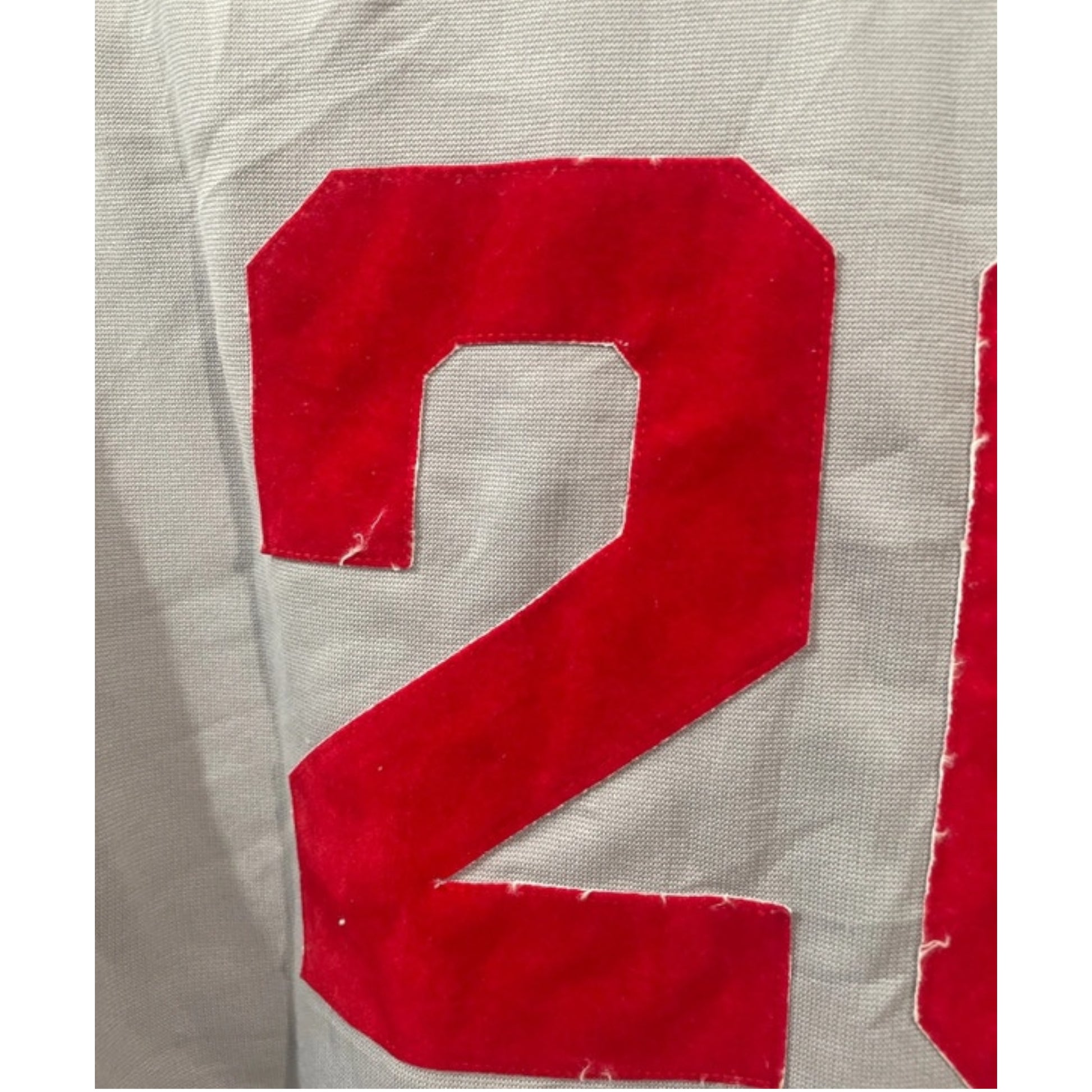 Vintage Baseball Jersey Dark Horse #20 – Cinza com Detalhes em Veludo Vermelho - Madame Surtô Vintage Shop