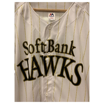 Camisa Jersey Baseball Japonesa SoftBank Hawks 2018 – Branca com Amarelo/Dourado - Madame Surtô Vintage Shop