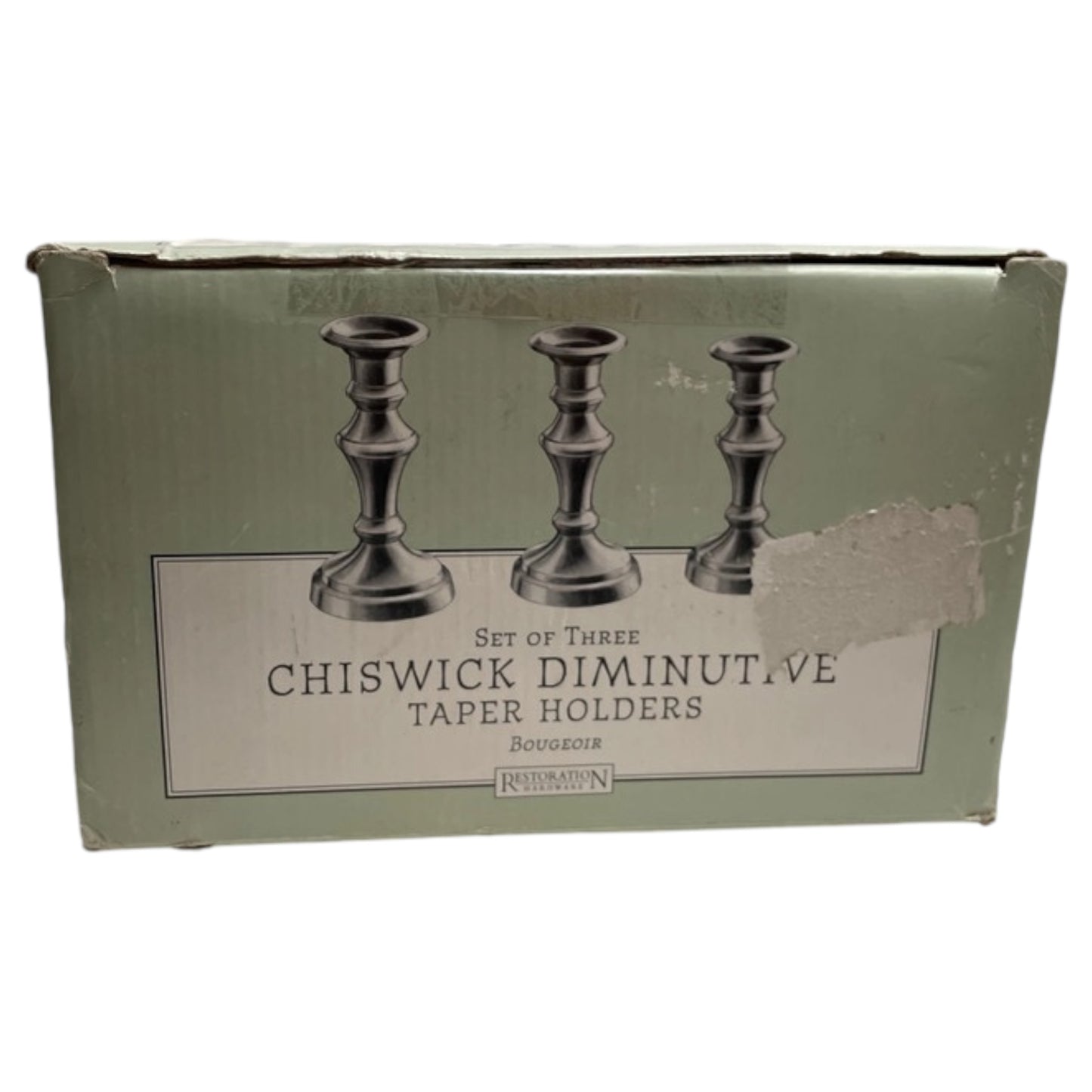 Conjunto de 3 Castiçais de Prata Chiswick – Restoration Hardware, Vintage com Caixa Original