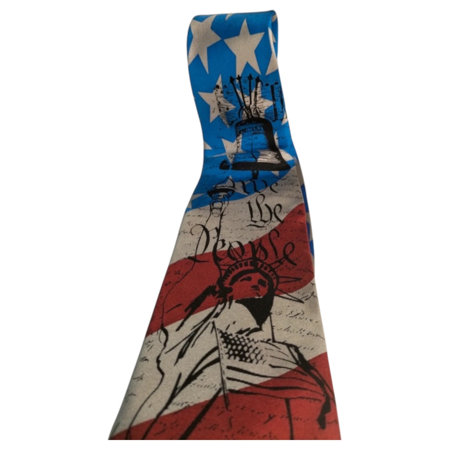 Gravata Vintage Statue of Liberty WildTies Seda 100% - Patriótica Azul, Vermelho e Branco