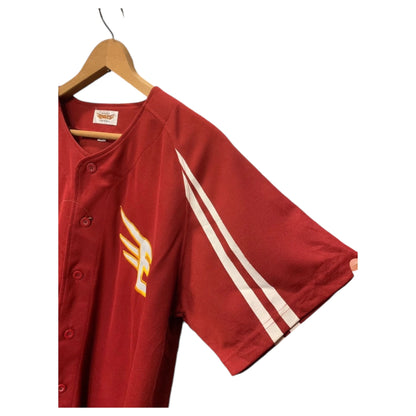 Camisa Jersey Baseball Japonesa Rakuten Eagles – Vermelho Bordô com Riscas Brancas - Madame Surtô Vintage Shop