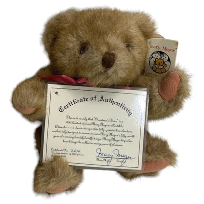 Urso de Pelúcia Vintage Grandma's Bear da Mary Meyer - 1992 Edição limitada #2676 de 3000