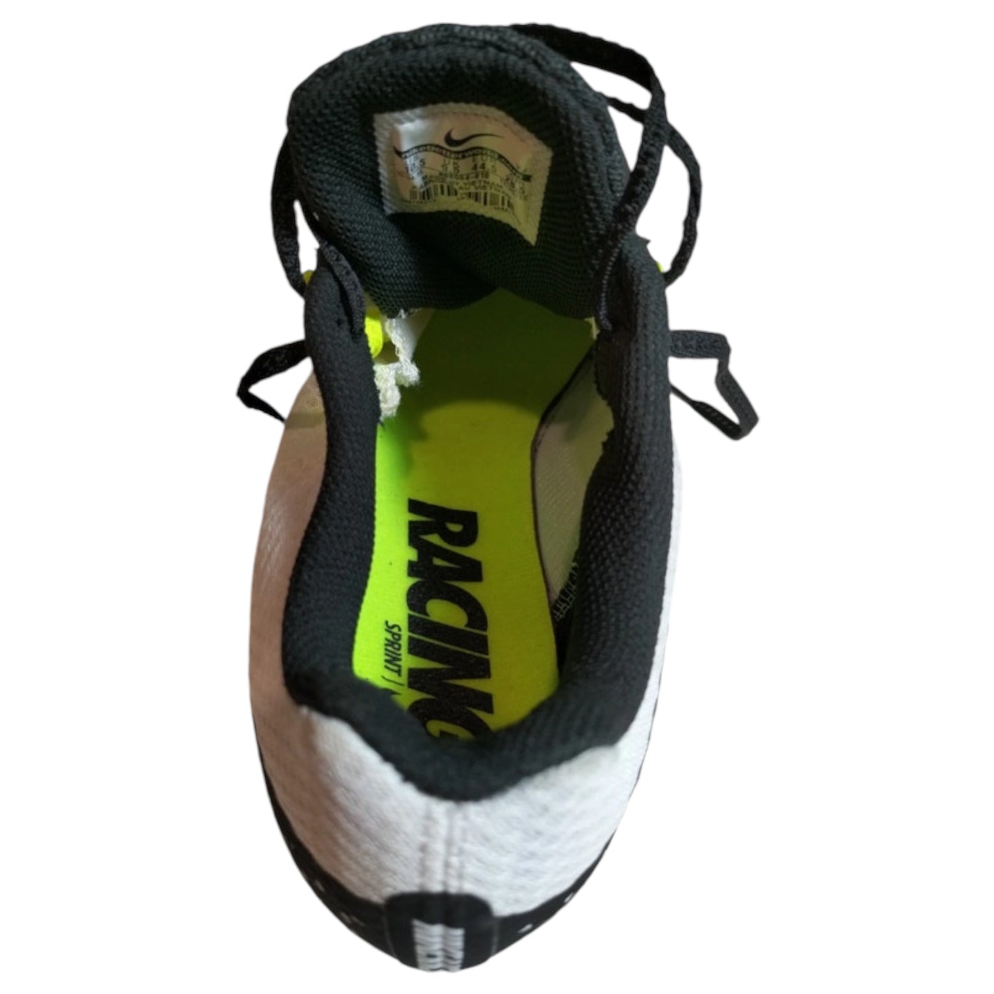 Chuteiras Nike Rival S - Modelo Sprint, Preto/Branco/Neon, Tamanho 44.5 (EU) - Madame Surtô Vintage Shop