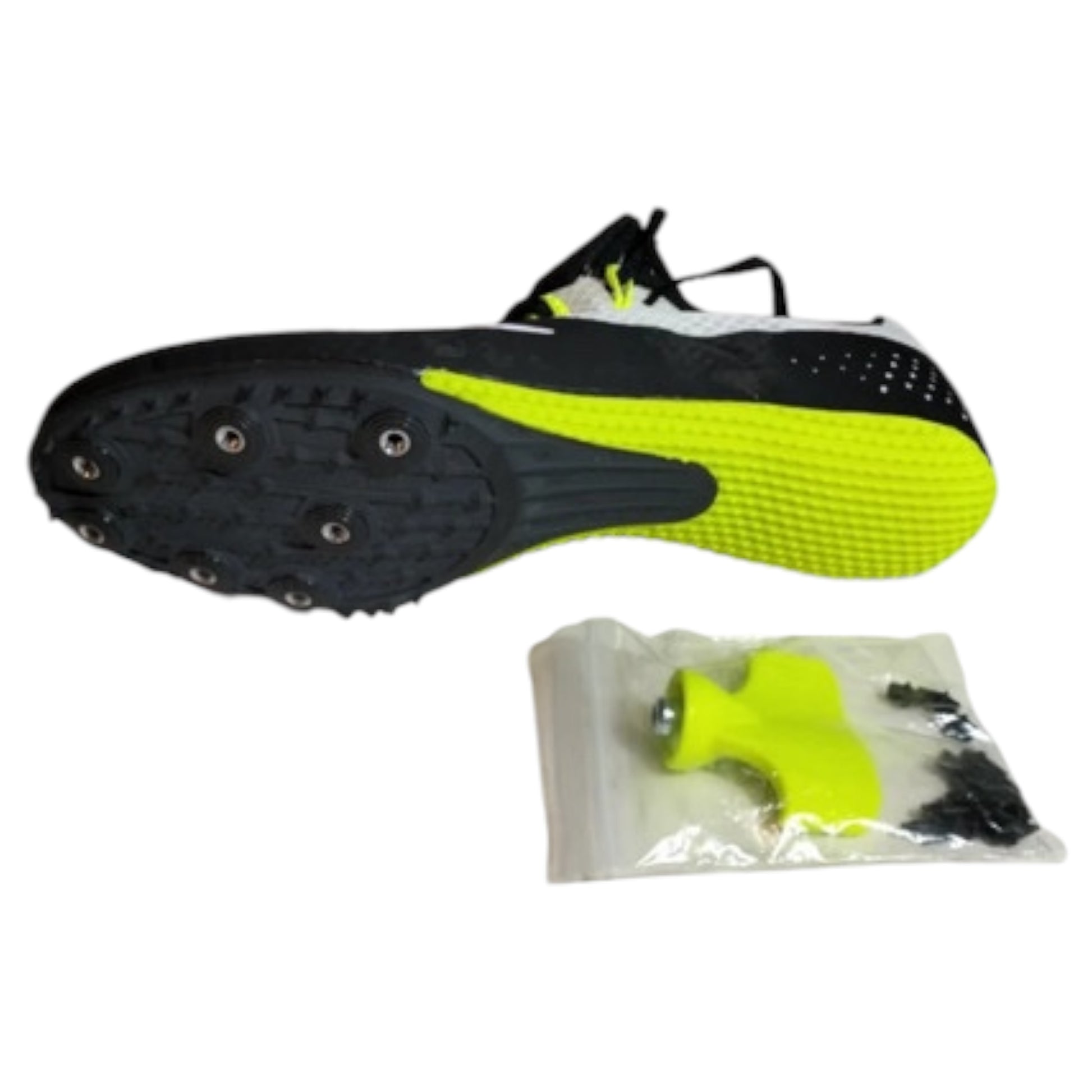 Chuteiras Nike Rival S - Modelo Sprint, Preto/Branco/Neon, Tamanho 44.5 (EU) - Madame Surtô Vintage Shop