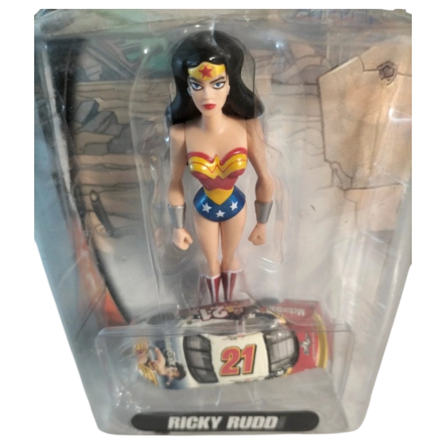 Carrinho NASCAR Justice League #21 – Wonder Woman – Hot Wheels Mattel 2004 Edição Especial