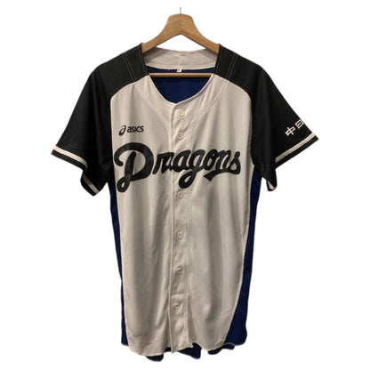 Camisa de Baseball Jersey Japonesa – Dragons, Preta, Azul e Branca, Marca Asics - Madame Surtô Vintage Shop