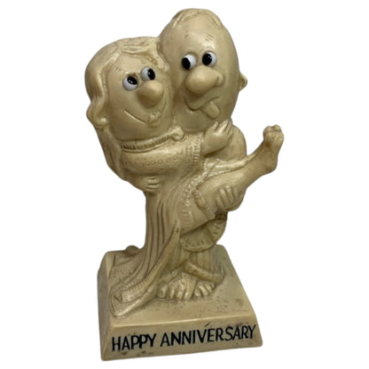 Figura vintage de feliz aniversario – Pareja Russ Berrie 1970, resina, EE. UU.