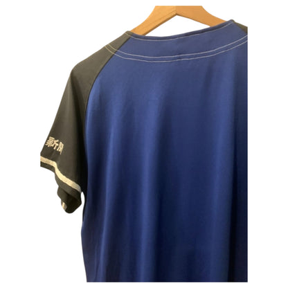 Camisa de Baseball Jersey Japonesa – Dragons, Preta, Azul e Branca, Marca Asics - Madame Surtô Vintage Shop