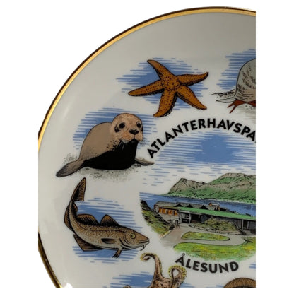 Plato decorativo de recuerdo noruego Atlanterhavsparken Alesund - Animales marinos 17 cm