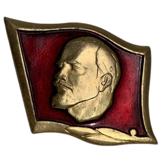 Broche Militar da URSS - Emblema de Lenin Antigo, Vermelho e Dourado, CCCP