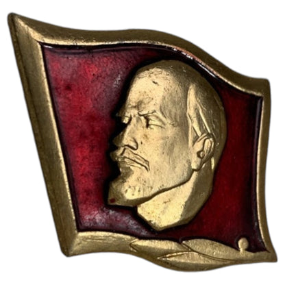 Broche Militar da URSS - Emblema de Lenin Antigo, Vermelho e Dourado, CCCP