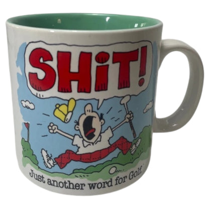 Caneca Cômica "Shit!" – Jogador de Golfe Estressado, Design de Jim Benton