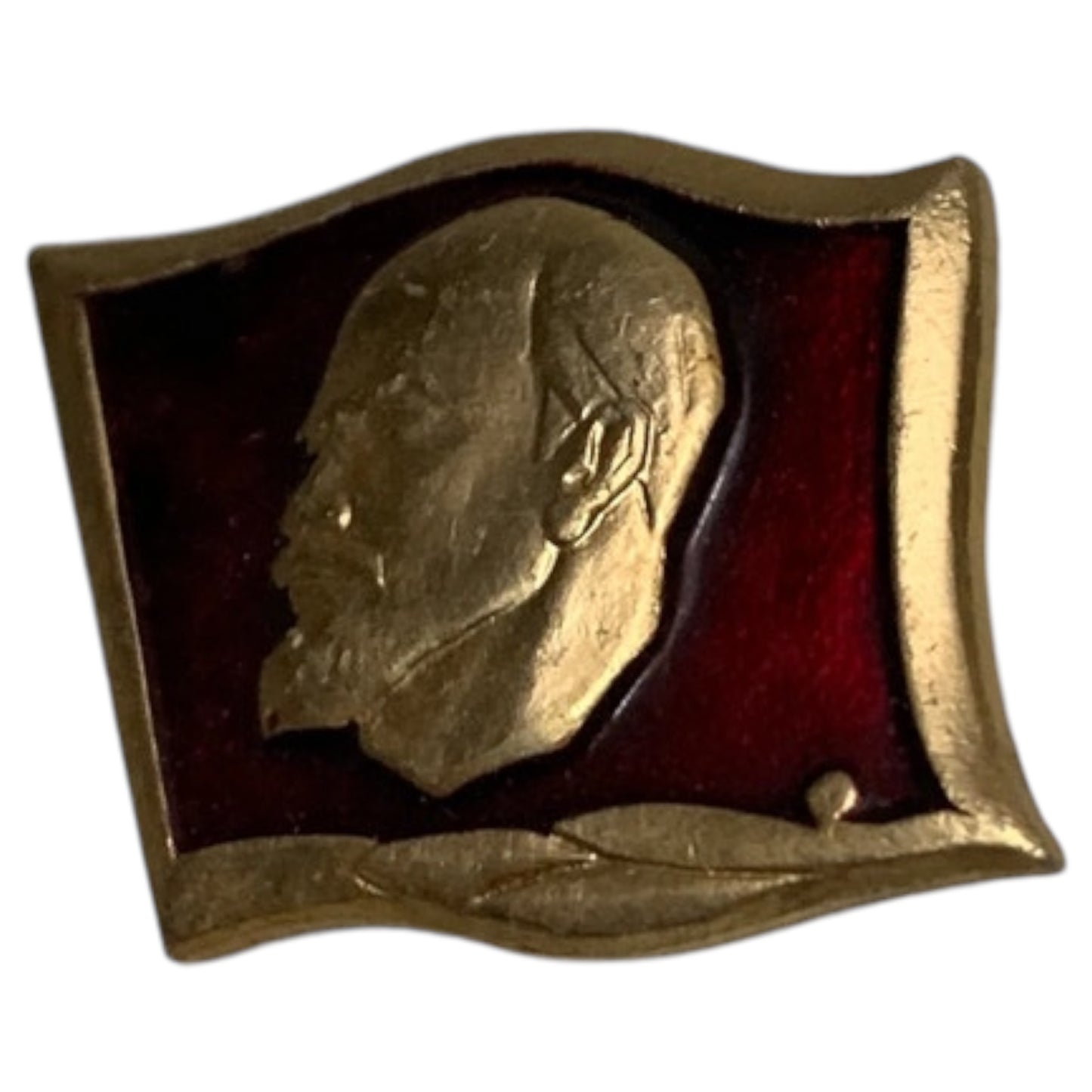 Broche Militar da URSS - Emblema de Lenin Antigo, Vermelho e Dourado, CCCP