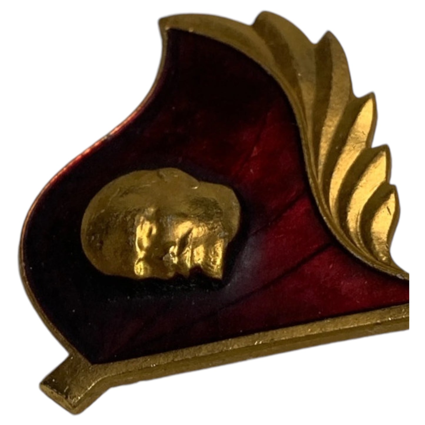 Pin Vintage URSS - Lenin com Bandeira Comunista, Broche Antigo CCCP, Vermelho e Dourado