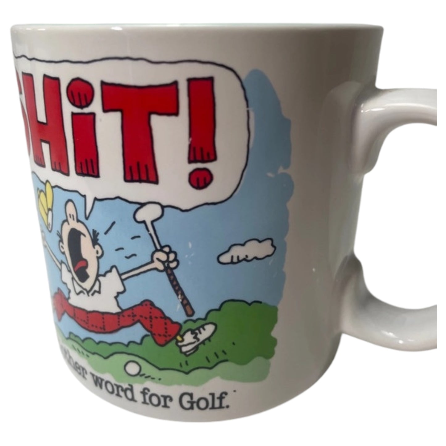 Caneca Cômica "Shit!" – Jogador de Golfe Estressado, Design de Jim Benton