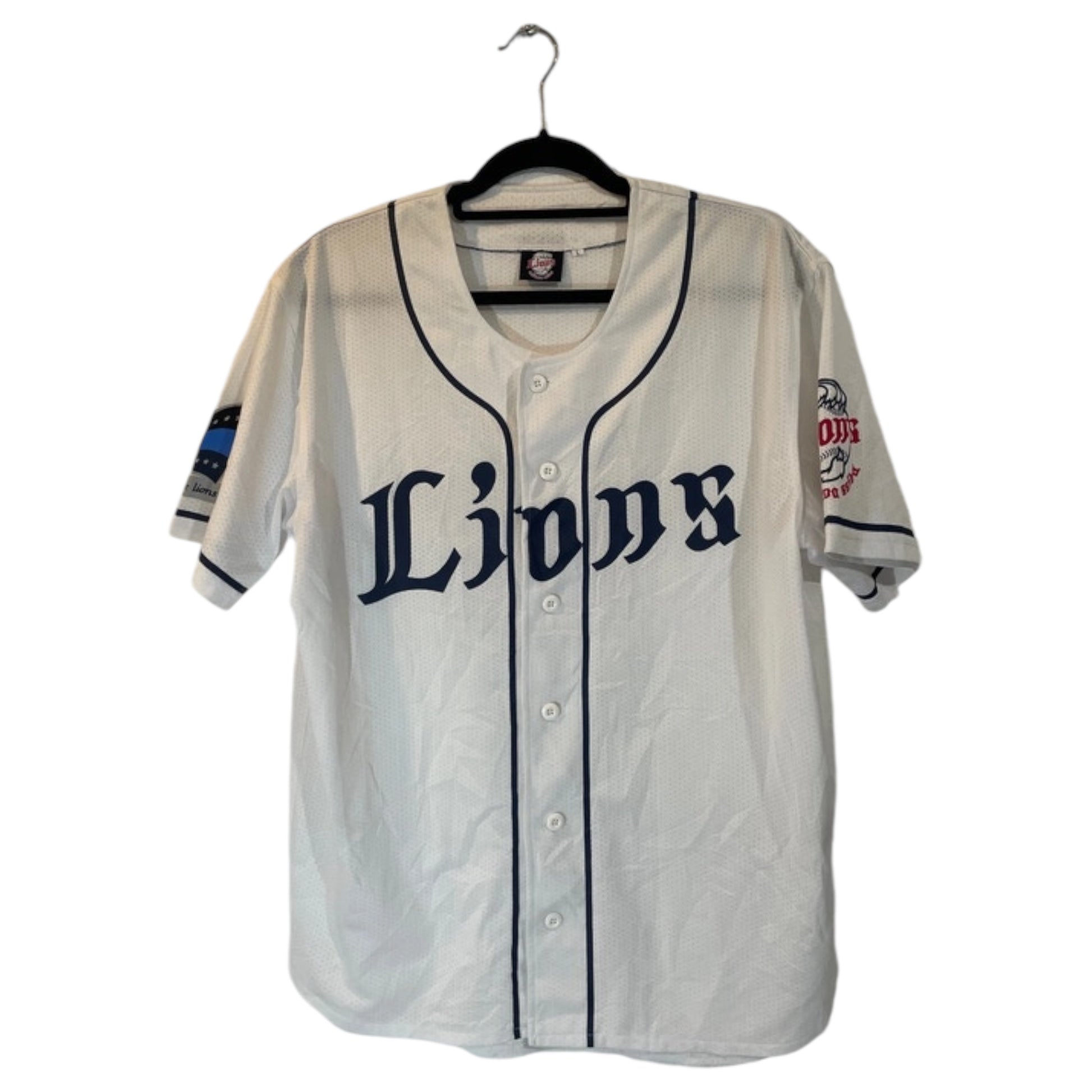 Camisa de Baseball Japonesa Jersey - Lions Saitama Seibu Branca - Madame Surtô Vintage Shop