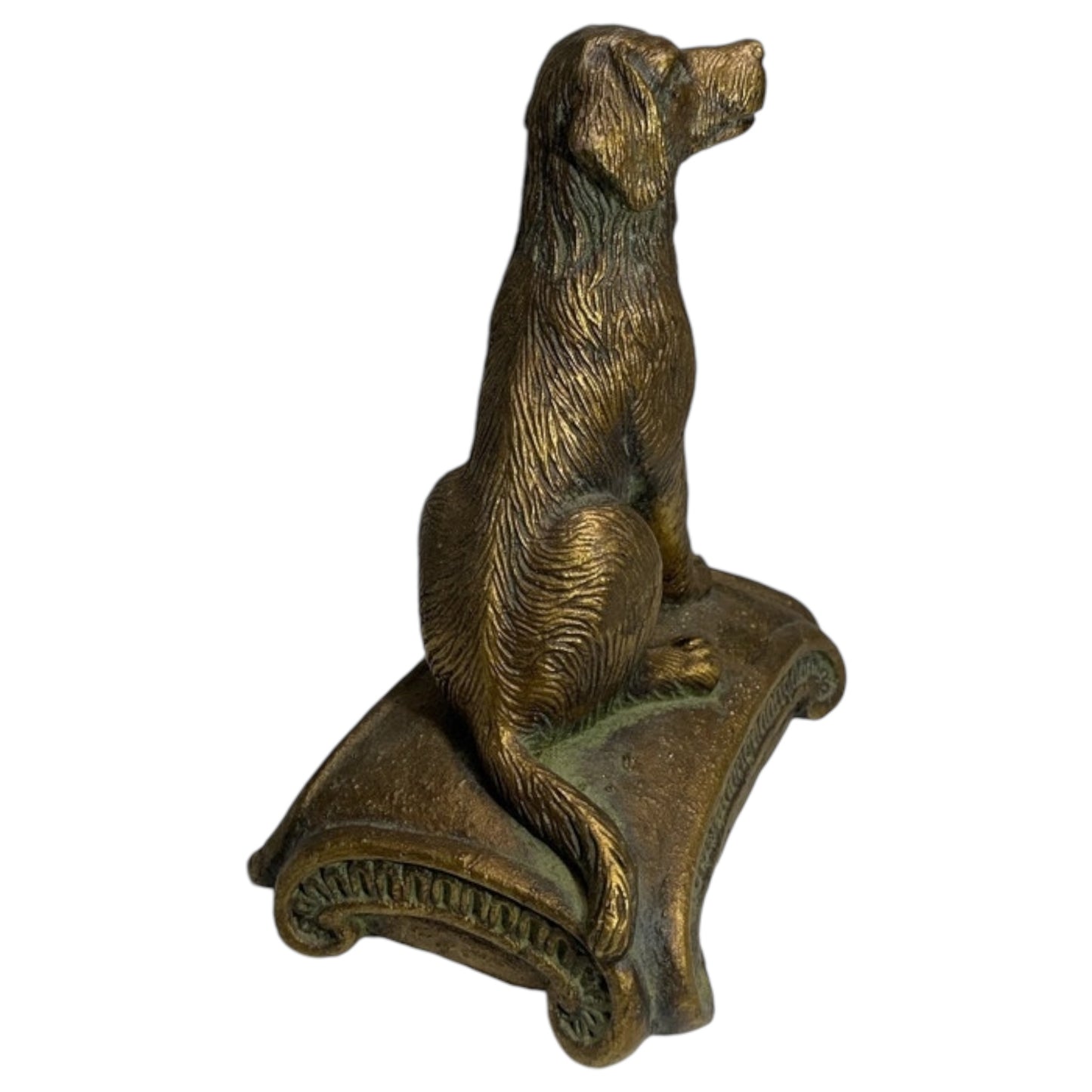 Estatueta Vintage de Cão Sentado - Golden Retriever em Bronze