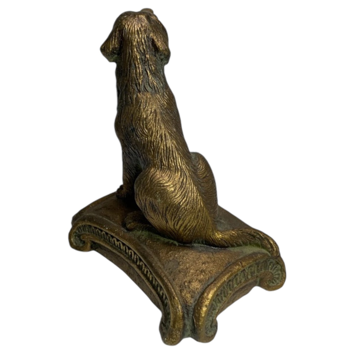 Estatueta Vintage de Cão Sentado - Golden Retriever em Bronze