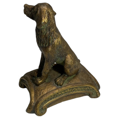 Estatueta Vintage de Cão Sentado - Golden Retriever em Bronze