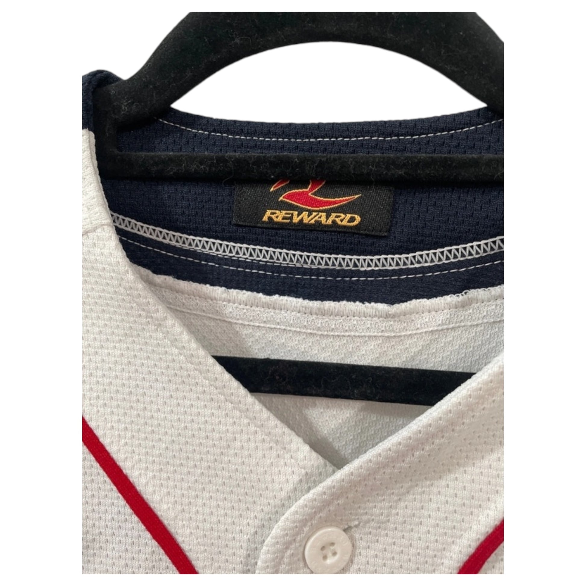 Jersey Baseball Lovers by Reward 11.24 – Branca, Azul e Vermelha - Camisa Japonesa - Madame Surtô Vintage Shop