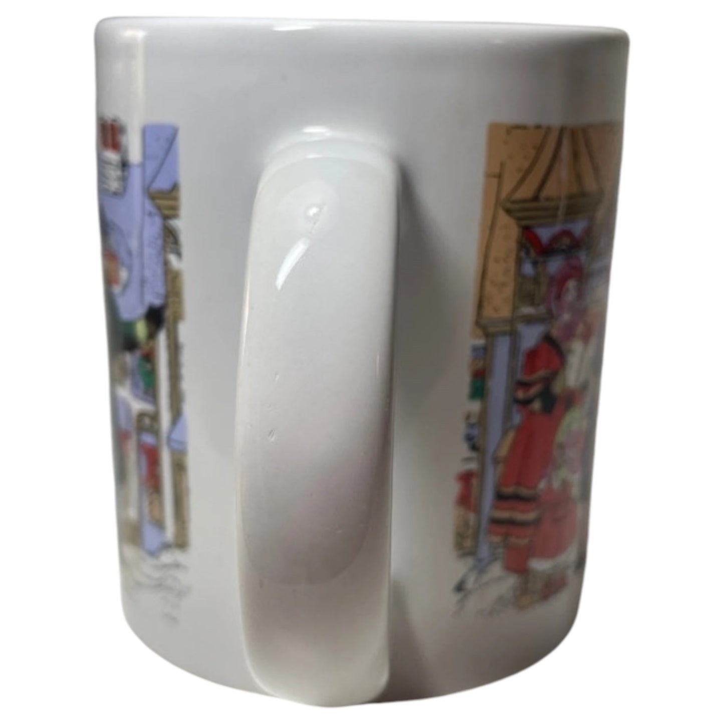 Caneca de Cerâmica Natalina – Cena Vintage de Cidade com Neve e Christmas Carols