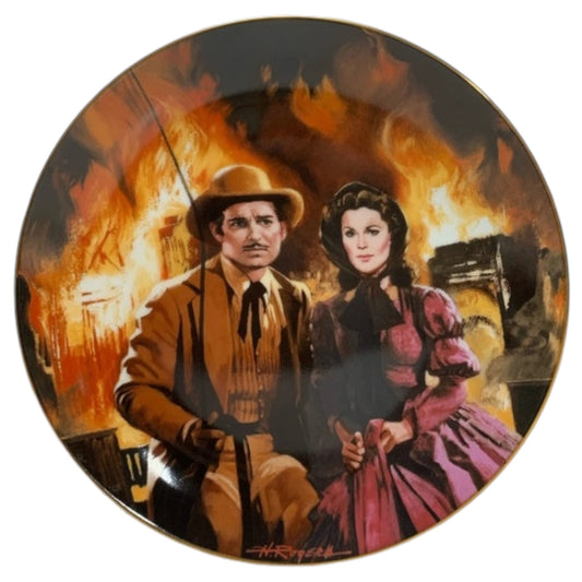 Prato Vintage Gone With the Wind - Golden Anniversary 1988 por Howard Rogers - The Burning of Atlanta