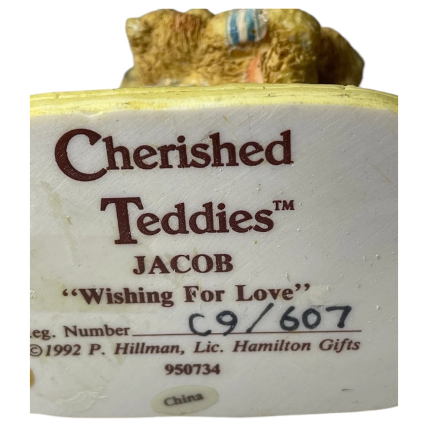 Estatueta Vintage Cherished Teddies Jacob “Wishing for Love” – 1992 Natal