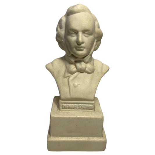 Estatueta Vintage de Cerâmica Busto de Felix Mendelssohn Compositor de Música Clássica - Alemanha