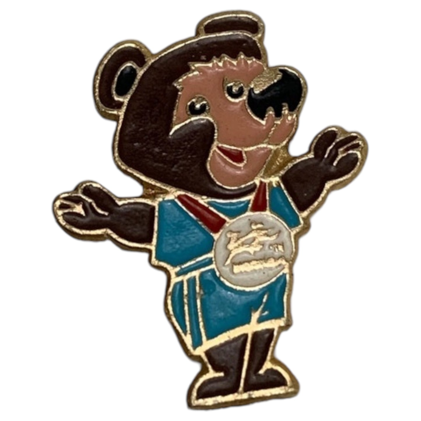 Alfinete Vintage Olímpico Moscou 1980 - Broche Urso Mascote, União Soviética, URSS