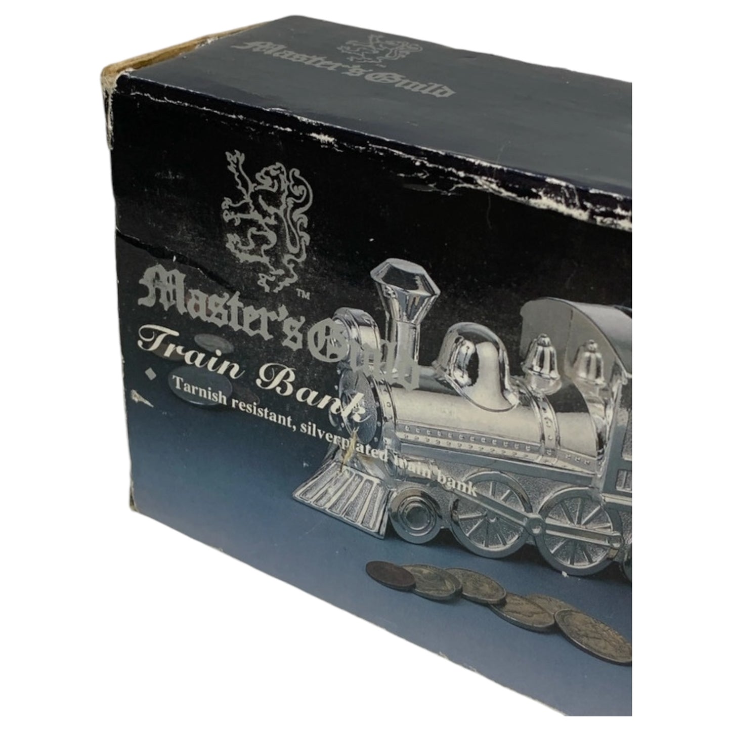 Banco de Moedas Vintage Master's Guild – Train Bank Cofre Locomotiva Prateado Anos 1970