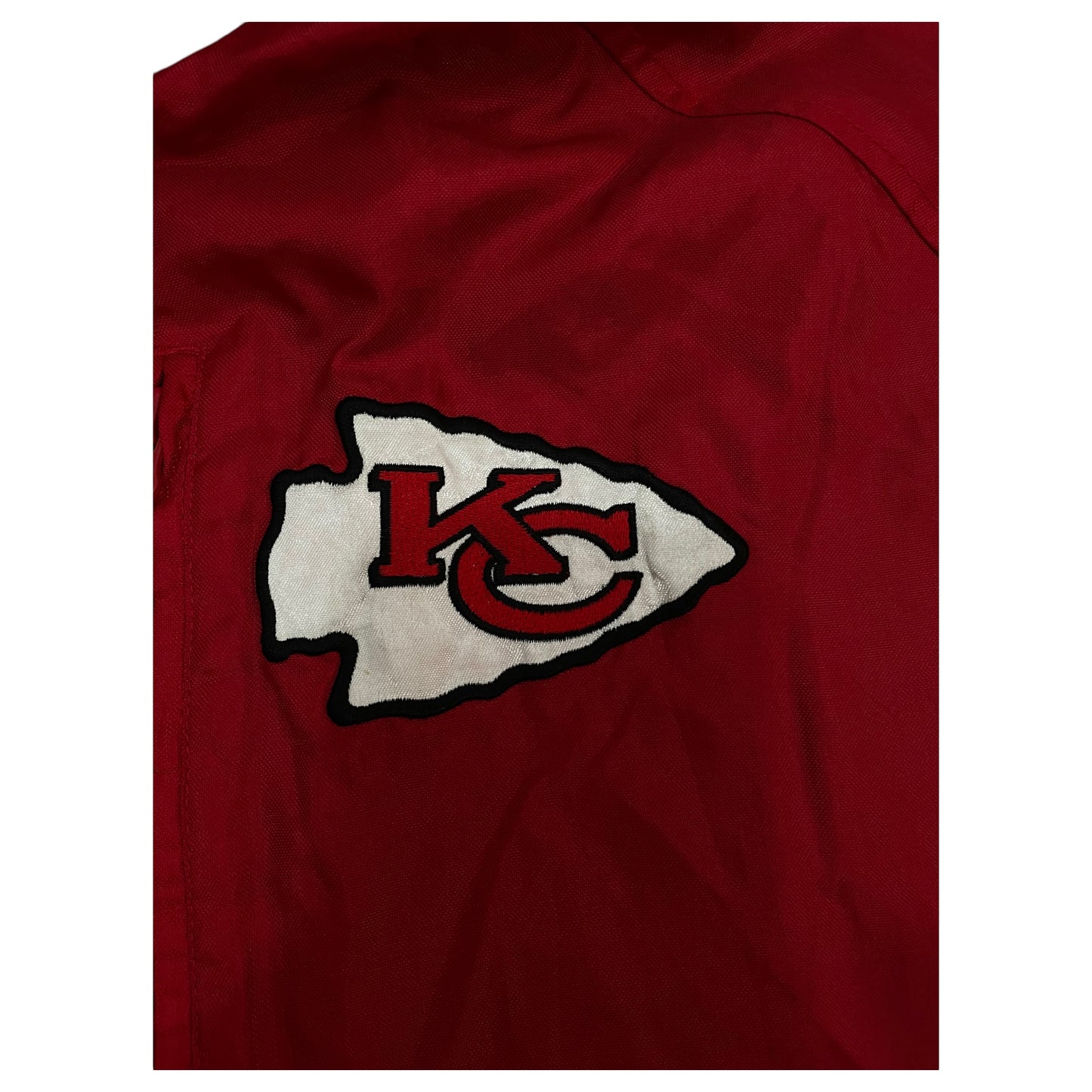 Casaco Dupla Face NFL Kansas City Chiefs Vintage - Vermelho e Azul Veludo Tecido Pelúcia - Madame Surtô Vintage Shop