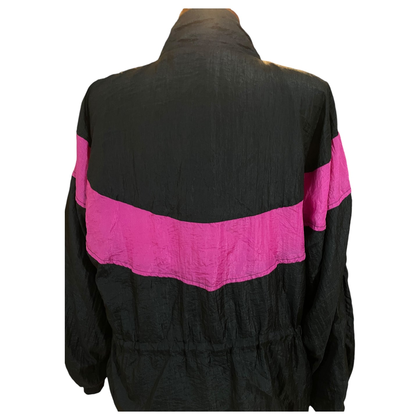 Casaco Vintage Cuccini Club Turbo Anos 80 – Estilo Esportivo, Preto e Rosa, Tamanho M - Madame Surtô Vintage Shop