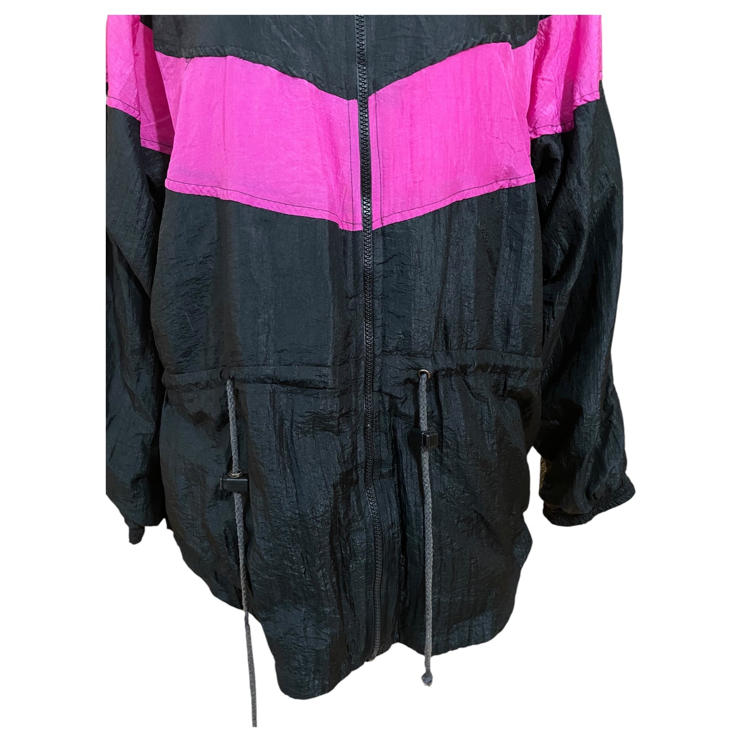 Casaco Vintage Cuccini Club Turbo Anos 80 – Estilo Esportivo, Preto e Rosa, Tamanho M - Madame Surtô Vintage Shop