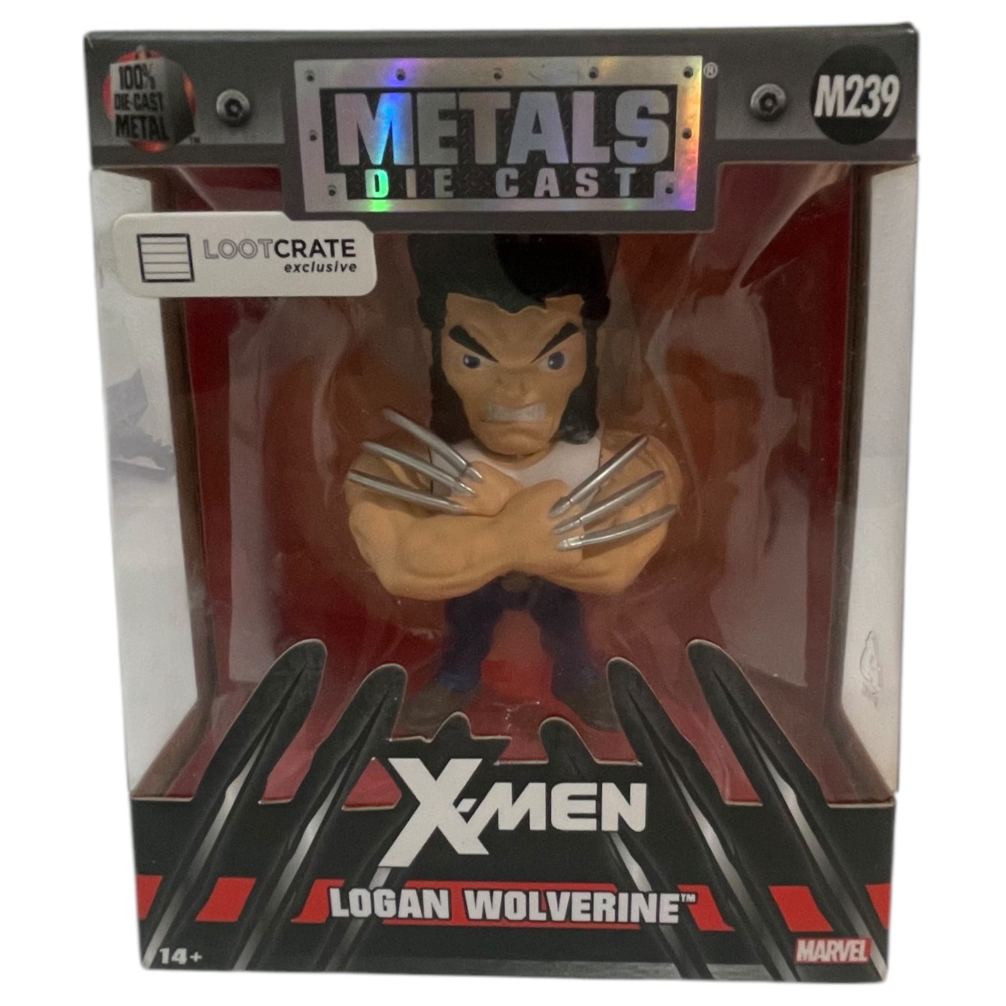 Exclusif LootCrate : figurine moulée sous pression Metals X-Men Logan Wolverine | Poupée neuve dans sa boîte d'origine